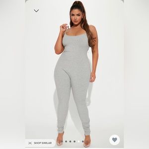 Fashion nova nova season snatched jumpsuit in gray